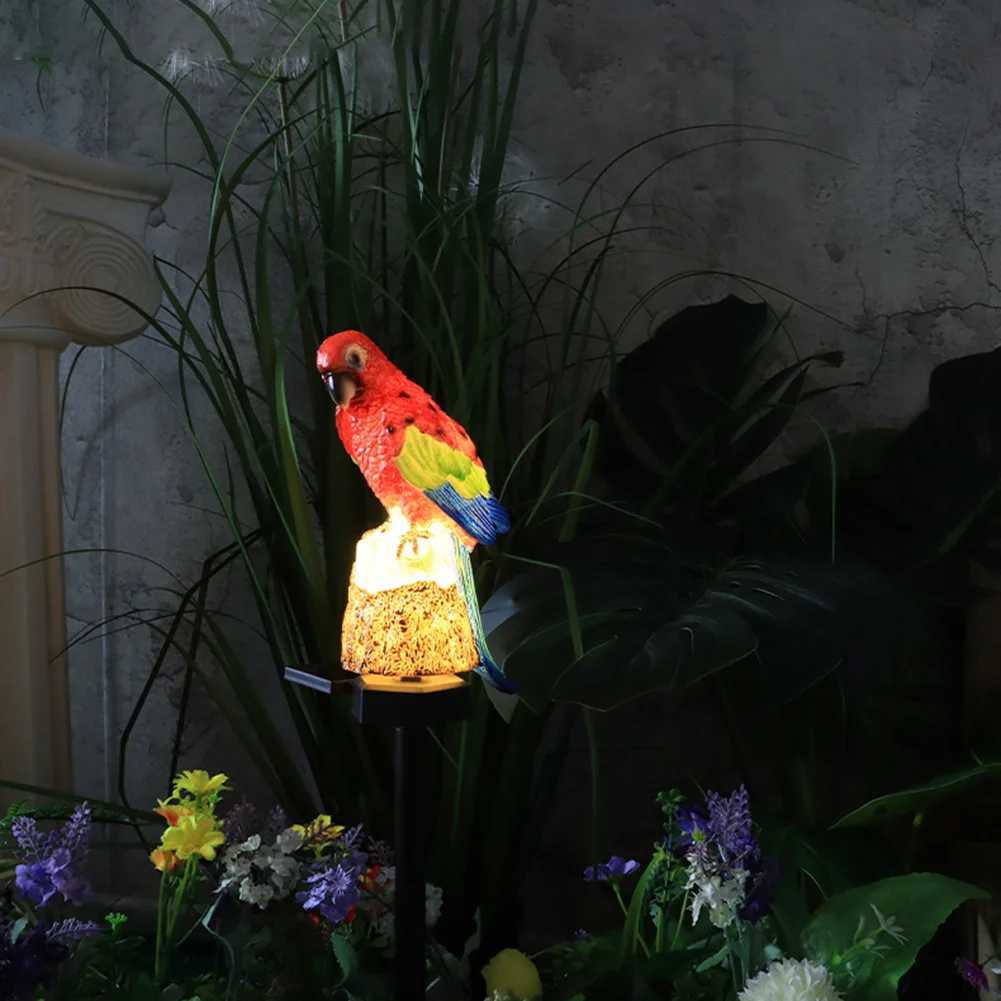 Outdoor Garden Lamp Resin Solar Parrot Lamp IP55 Waterproof Macaw Ground Light 600MAH Garden Landscape Light for Patio BalconyXJ250606