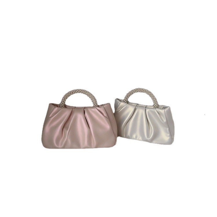 designer 2025 New Niche Handbag for Women Pearl Wrist Pleated Cloud Tote Bag Girl's Shoulder Crossbody Mini Bag