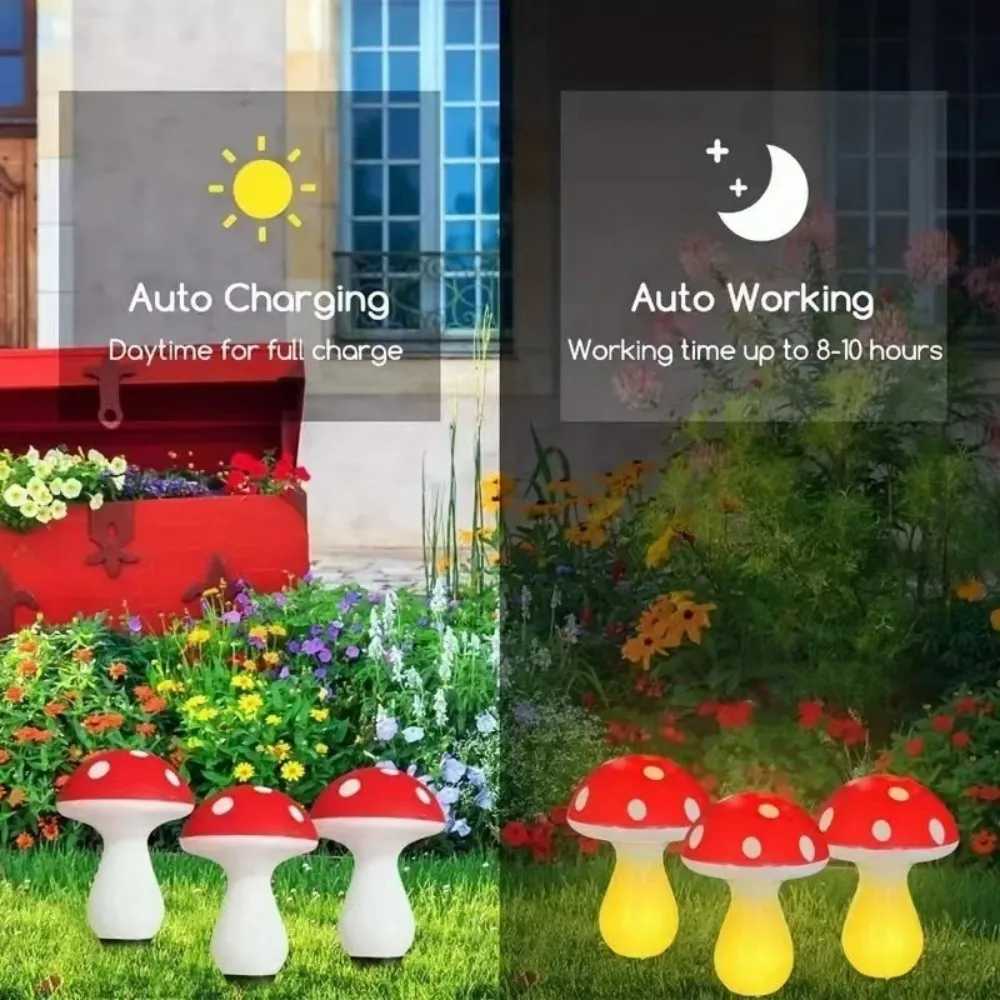 1PC 8/12LED solar mushroom ground plug light with eight lighting modes used for gardens lawns courtyards and outdoor decoration W250607