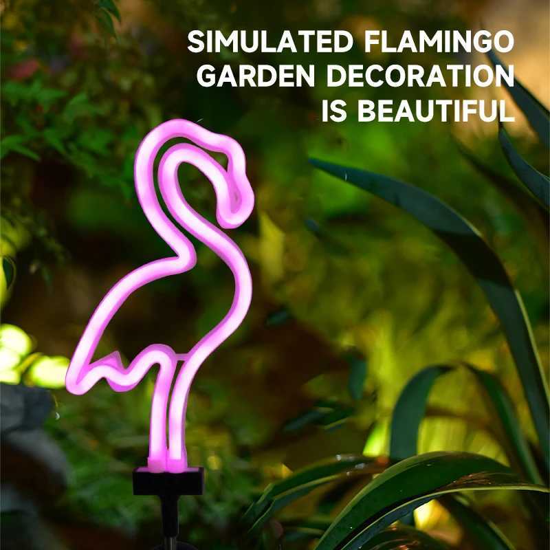 Neon Flamingo Solar Garden Light Landscape Courtyard Lamp Waterproof Outdoor Decor Stake Light LED Patio Grounding LightsXJ250606