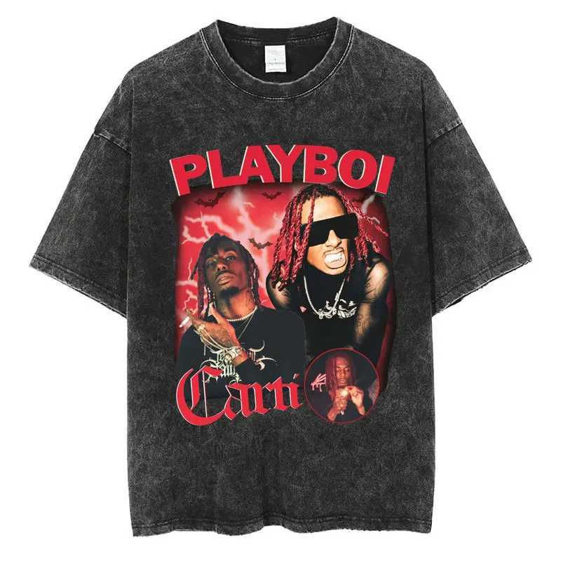 Rapper Carti MUsic Album Die Lit Washed T-shirt Men Women Hip Hop Popular Tees Fashion Gothic T-shirts Cotton Streetwear W250607