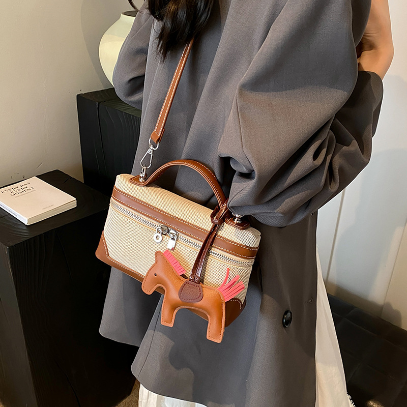 designer Canvas Box Bag Women's Bag 2025 New Fashion Trendy Handbag Casual Versatile Crossbody Shoulder Bag