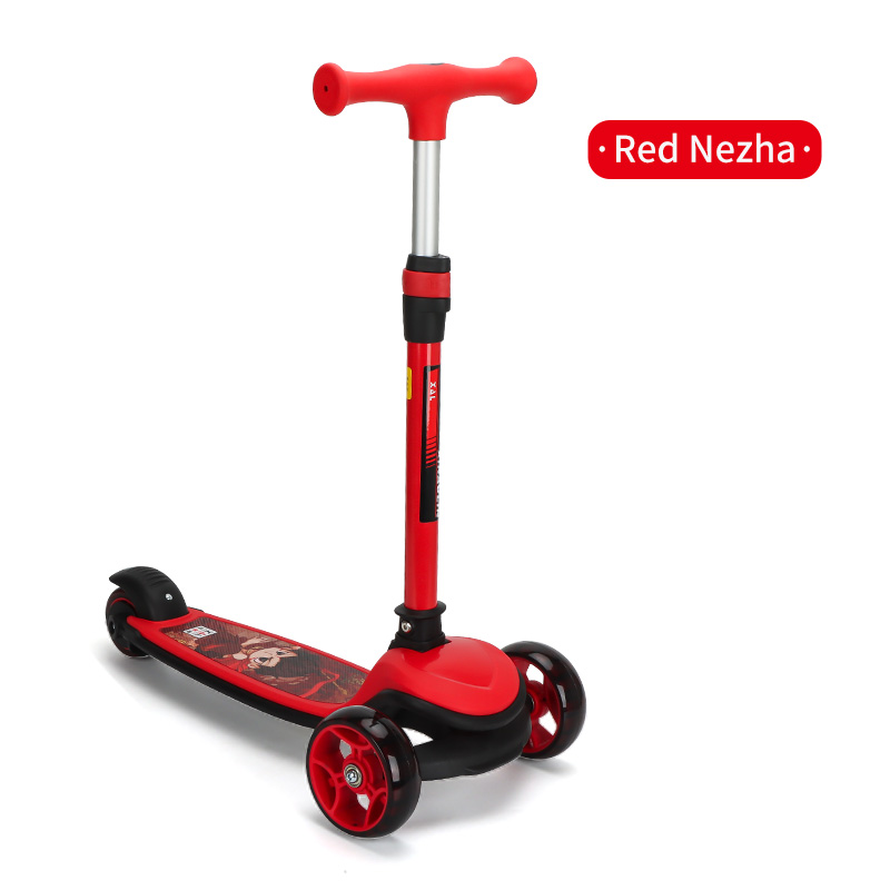 Children's cartoon folding scooter, flexible steering, competitive car, widened pedal, super strong load capacity, multi-gear adjustment.