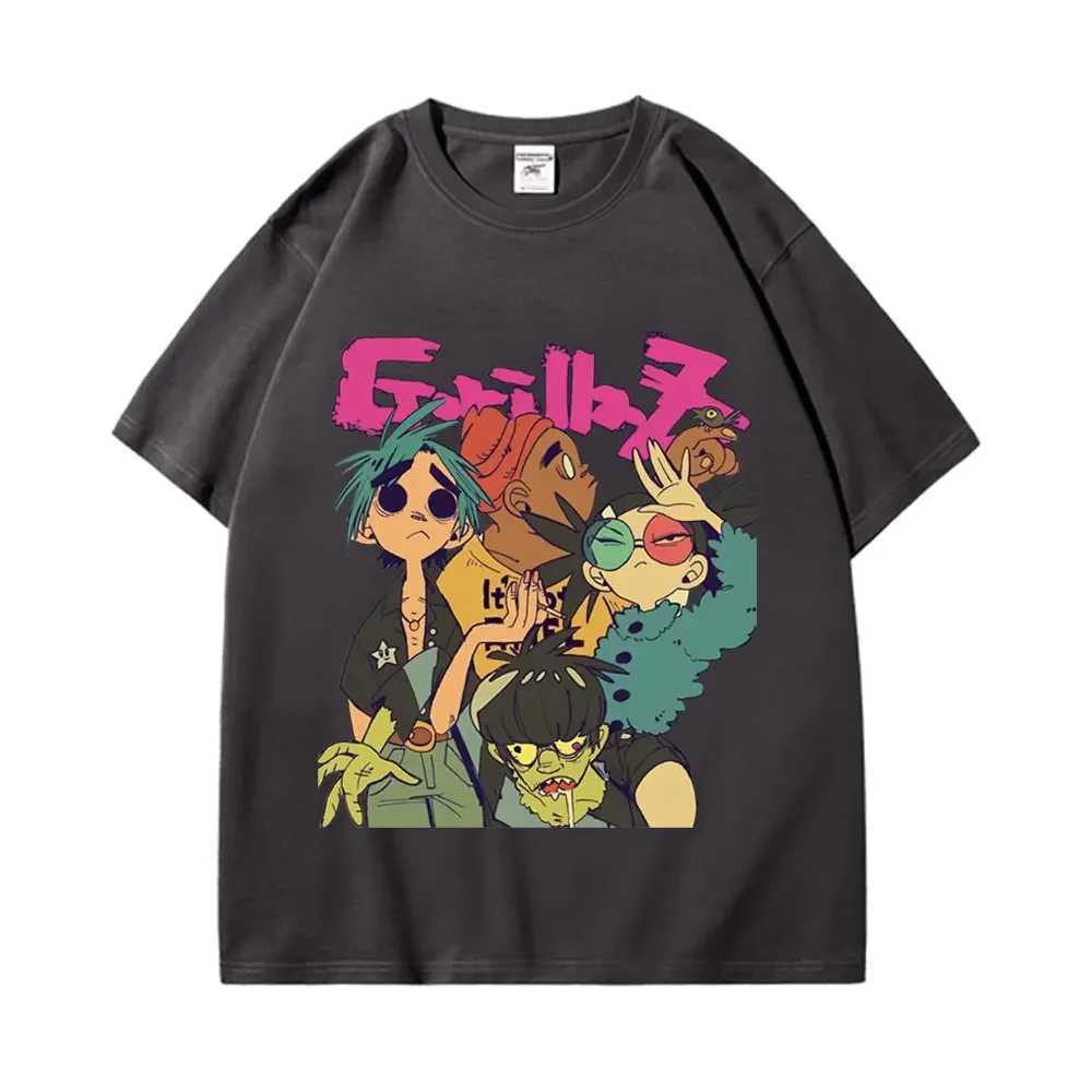 Trend Band Gorillaz Printed T Shirts Men Women The High Street Fashion Oversized T-shirts Gothic Hip Hop Short Sleeve T-shirt W250607