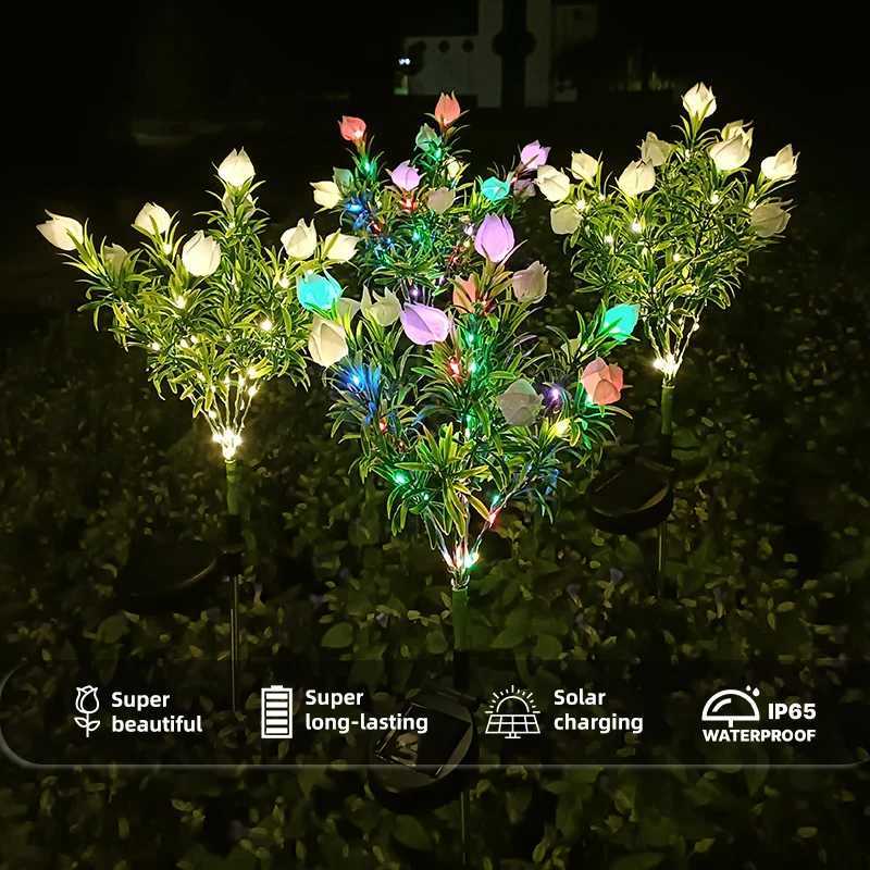 Gardenia Solar Simulation Flower Garden Light Outdoor IP65 Waterproof LED Decoration for Courtyard LawnXJ250606