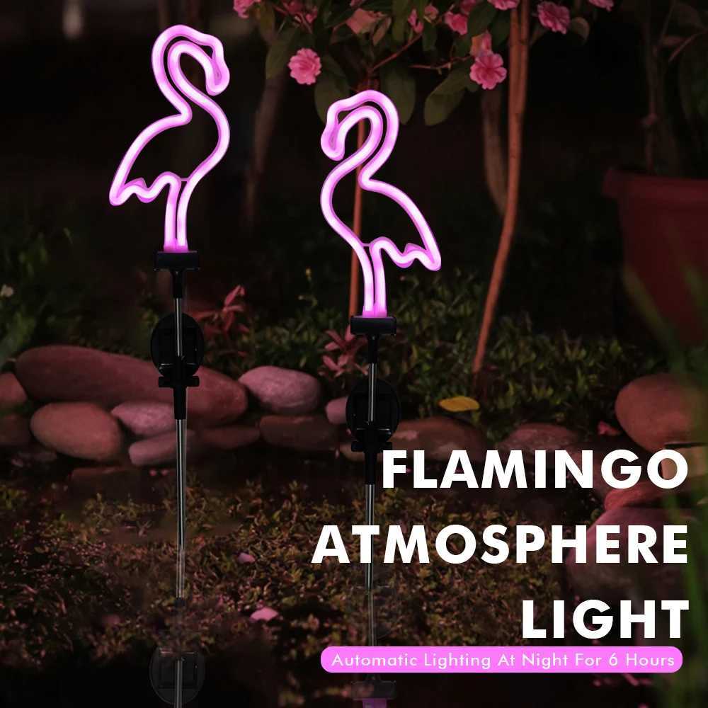 Solar Neon Flamingo Lights Landscape Garden Decoration Outdoor Waterproof Yard Lamp Lawn Terrace Light Patio Walkway Light W250607
