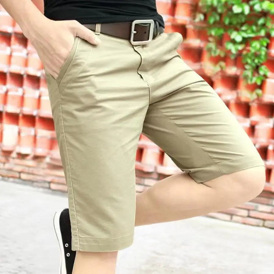 Man Short Summer 100% Cotton Solid Shorts Male Quality Casual Business Social Bermuda Men Shorts Hombre Half Pants 250605