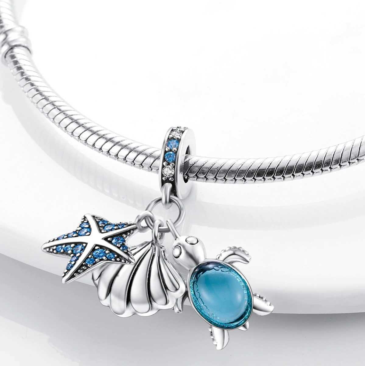 Original Silver 925 Charm Summer Ocean Crab Sea Turtle Octopus Bead Fit Bracelet Pendant DIY Woman Jewelry XJ250607