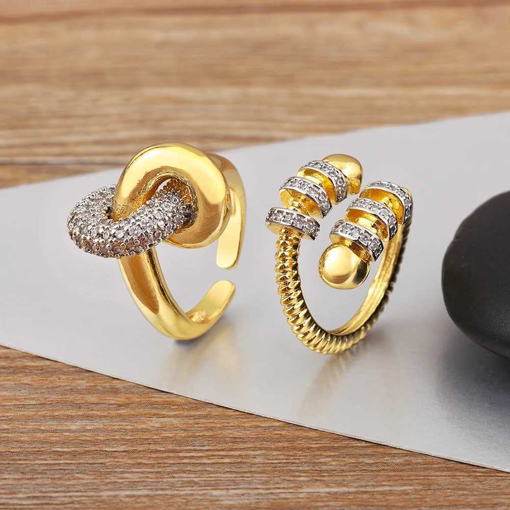 Nidin High Quality Creative Shiny Zircon Charm Open Rings Adjustable 4 Styles For Women Men Hip-Hop Style Finger Jewelry Gifts W250606