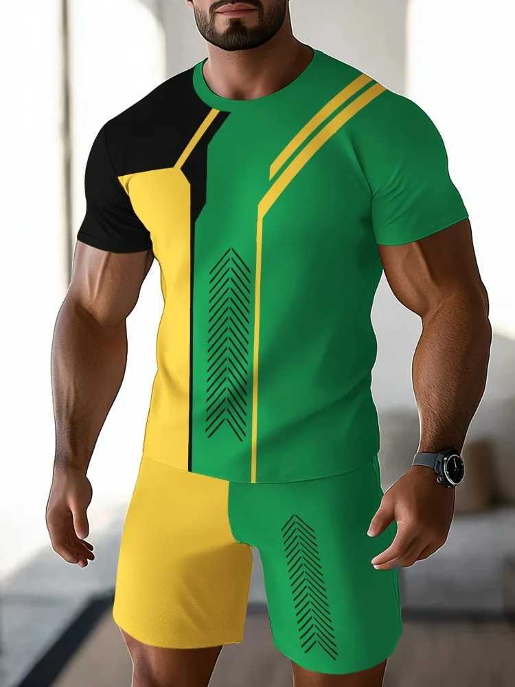 Mens Summer Casual Suit Creative Unique Letter-printed Outdoor Street Fashion Short Sleeve Top And Shorts Two-piece Set W250609