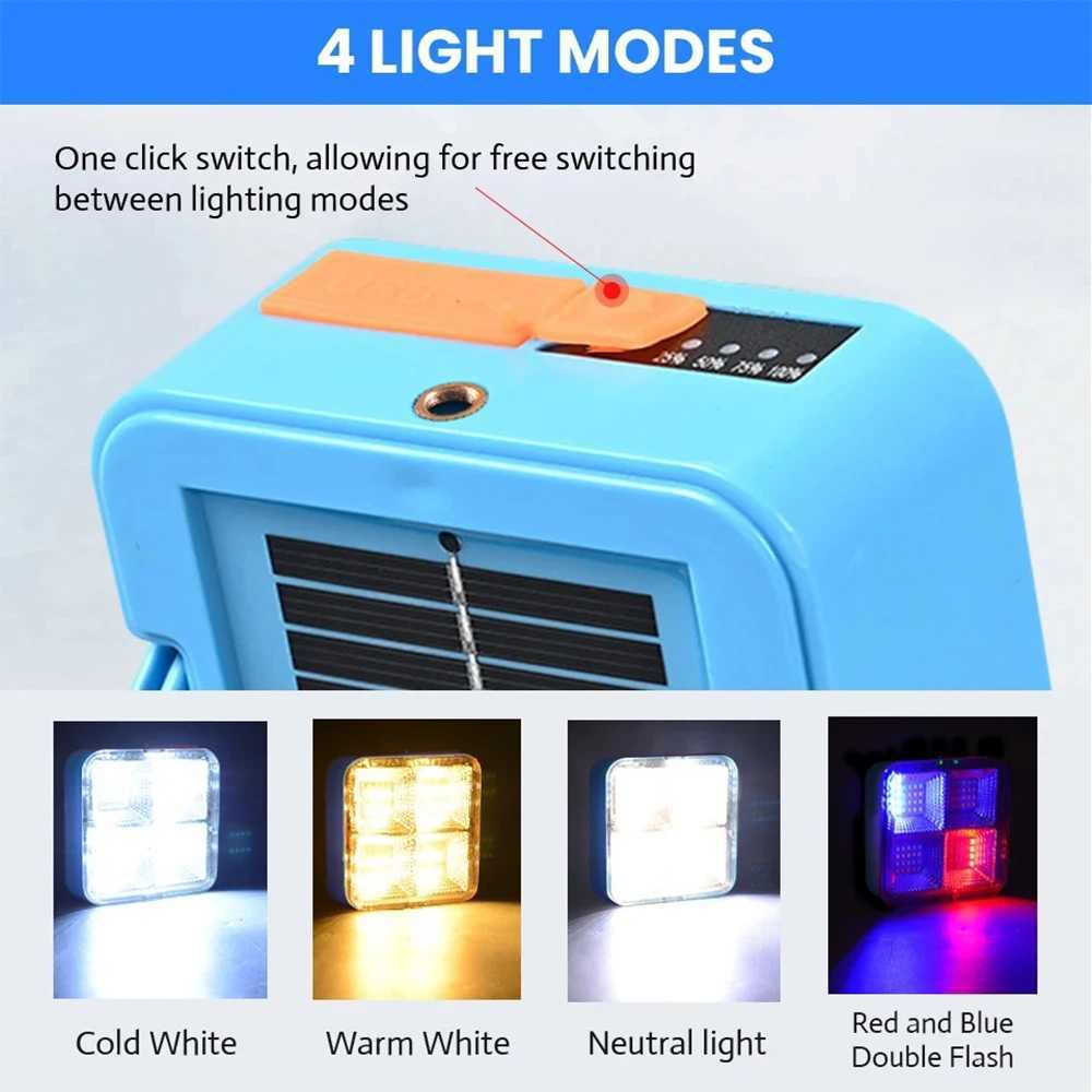 Portable Solar Light USB Rechargeable Outdoor Lighting Powerful LED Reflector Spotlight Projector Floodlight Construction Lamp W250607