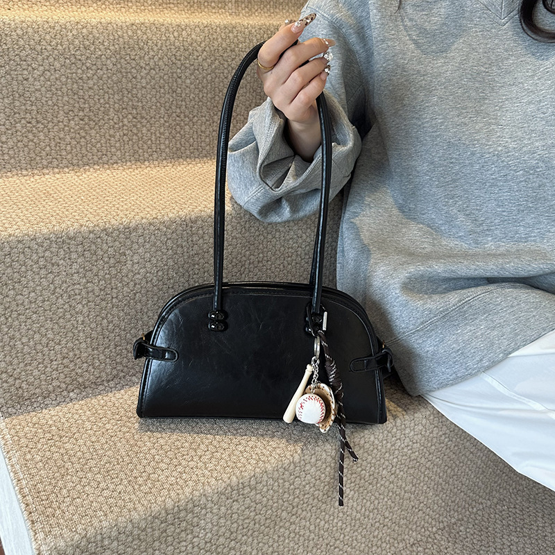 designer High-End Boston Bowling Bag 2025 New Niche Design Underarm Handbag Retro Single Shoulder Underarm Bag