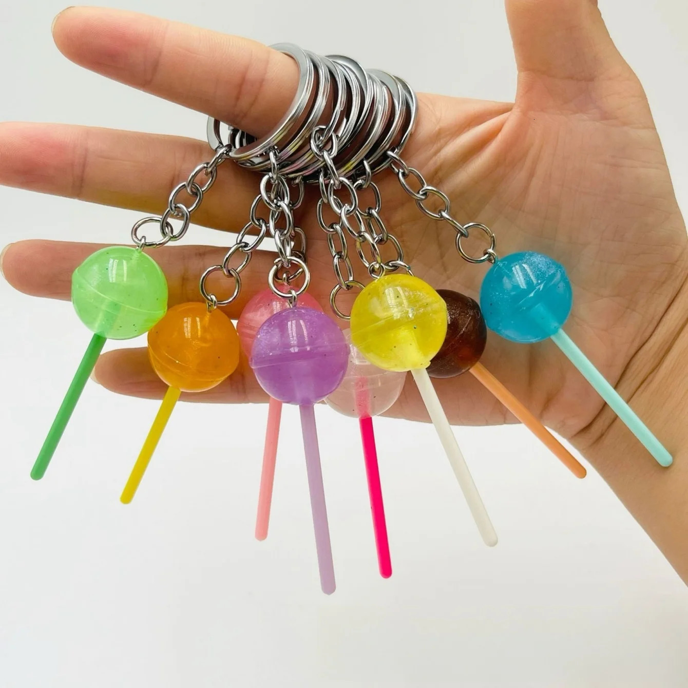 Lovely Resin Candy Lollipop Keychain Mini 3D Simulation Food Key Rings for Men Women Handbag Pendants DIY s Jewelry Gifts 250606