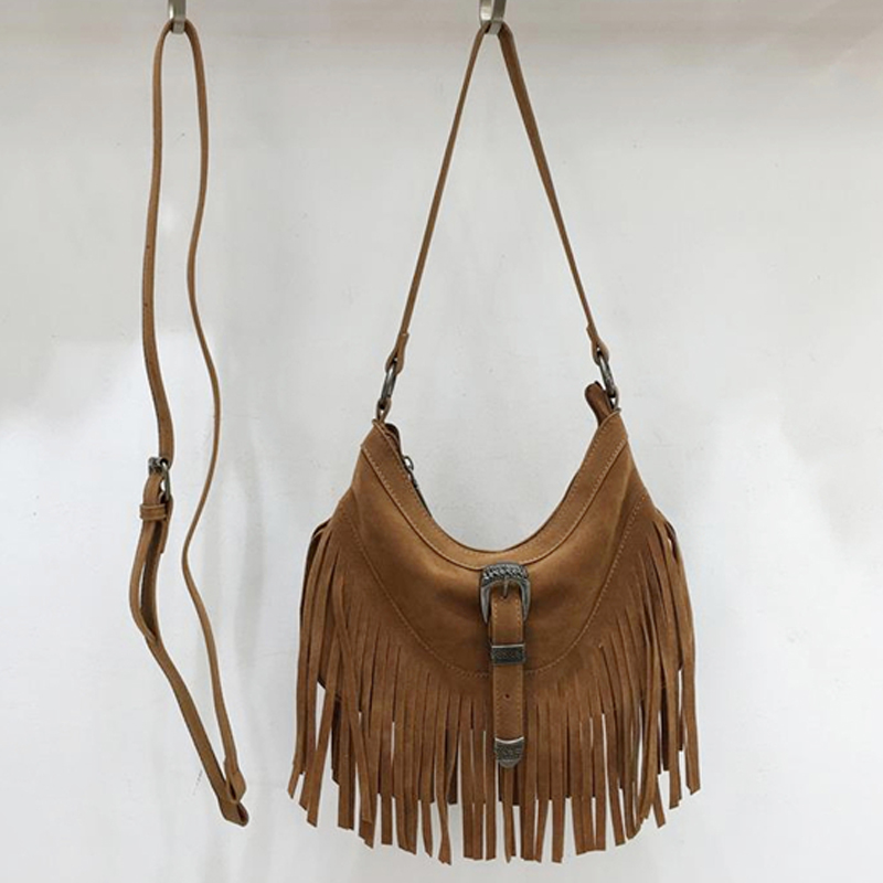 Faux Suede Saddle Bags For Women Luxury Designer Handbags And Purses 2024 New In Bohemian Tassel Decoration Shoulder Crossbody