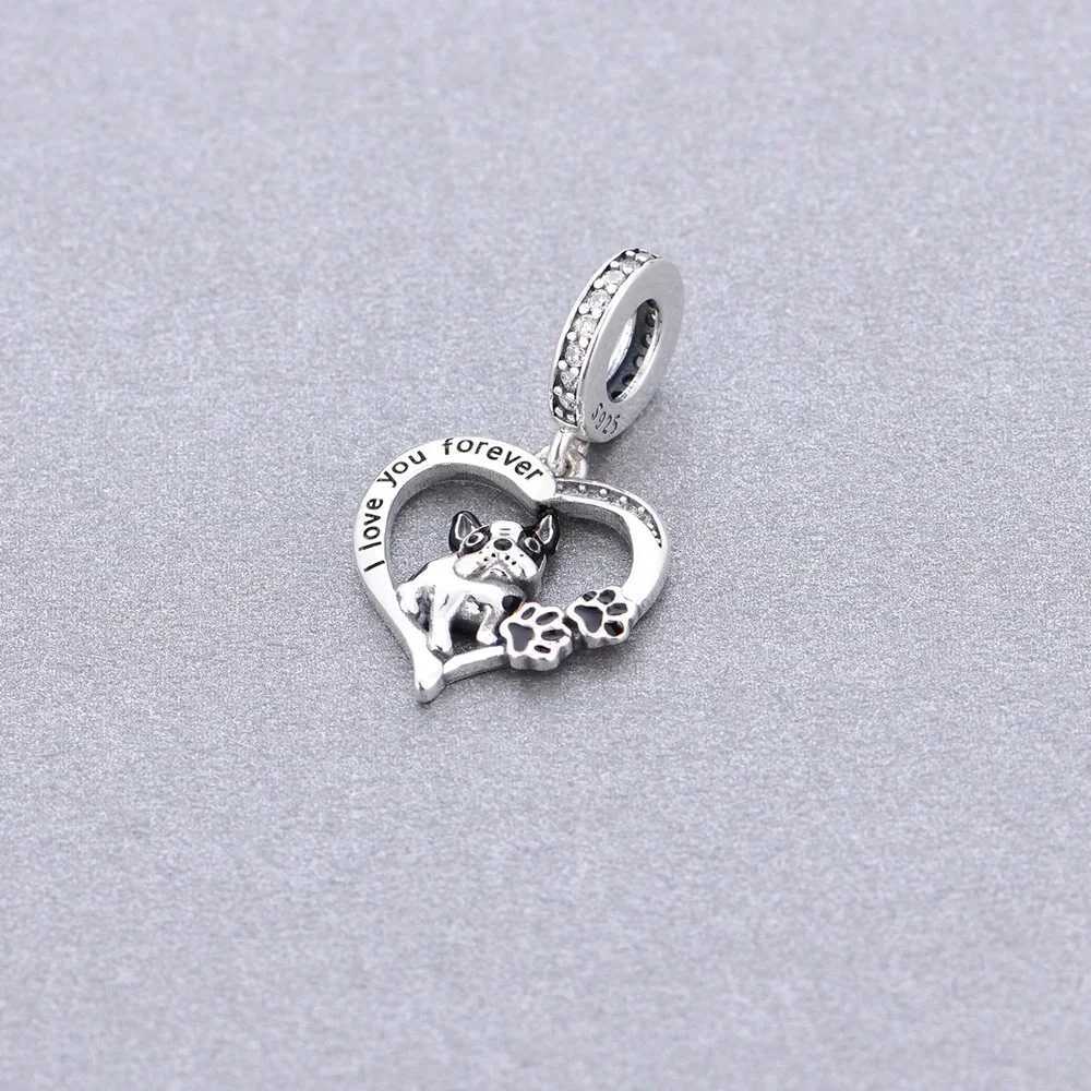 Huoonew Fit Original Pan Charm Bracelet 925 Silver I You Forever Yorkshire Dog Bead For Making DIY Memorial BerloqueXJ250607