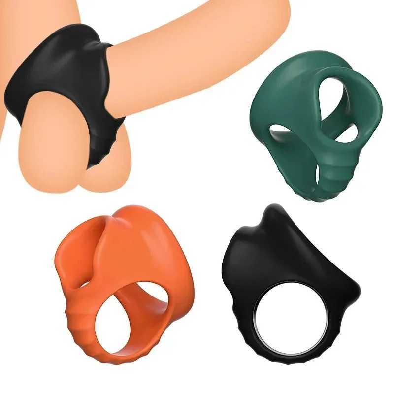 Penis Ring Reusable Male Chasity Cage Scrotum Stretcher Delayed Ejaculation Silicone Cock Ring Penis Enlargement Sex Toy for Men XJ250607