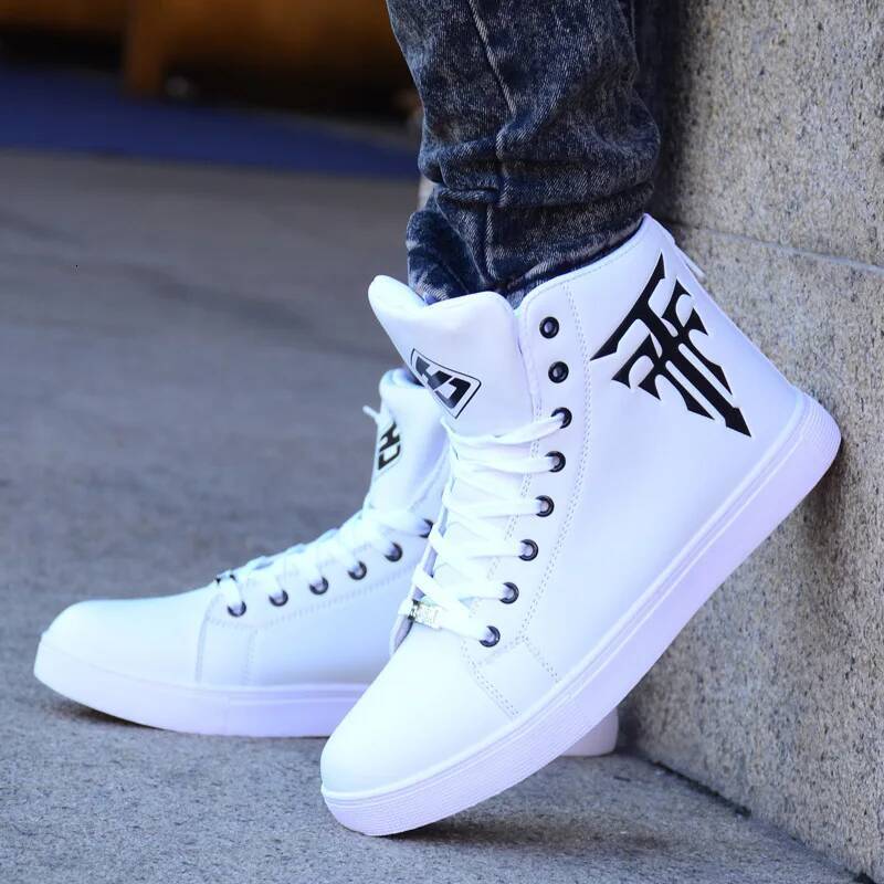 Ddmyoutdoor New Fashion High Top Sneakers Man White Sneaker Flat Comfortable Male Autumn Spring Popular Vulcanize Shoes Big Size Outdoor Shoes