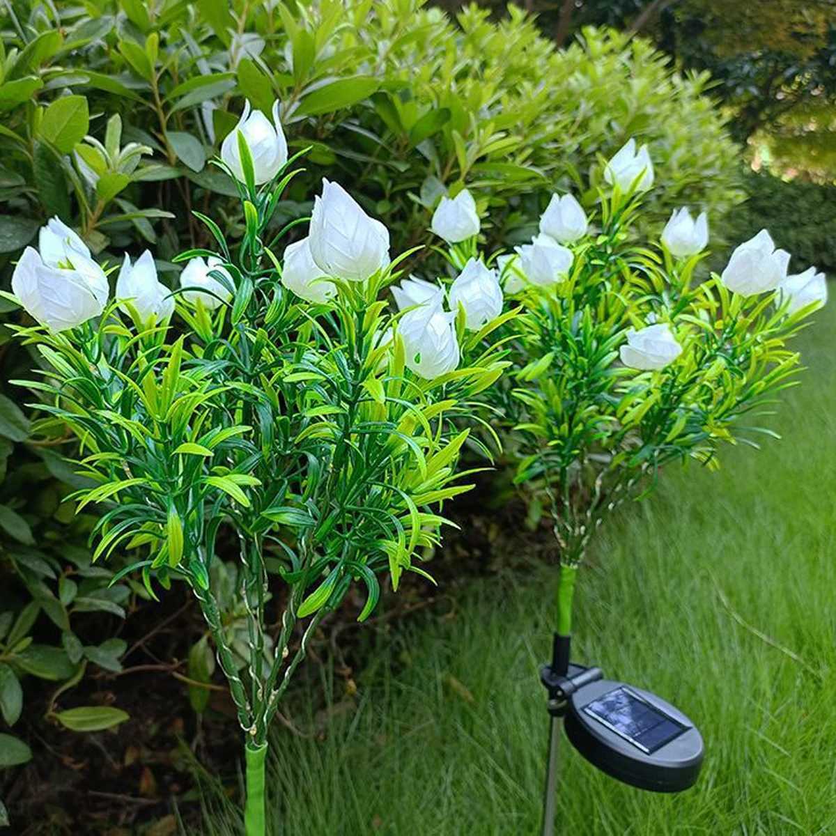 Solar LED Lights Gardenias Flower Lawn Lamp IP65 Outdoor Waterproof For Yard Patio Courtyard Garden Ambiance Ornamental LightsXJ250606