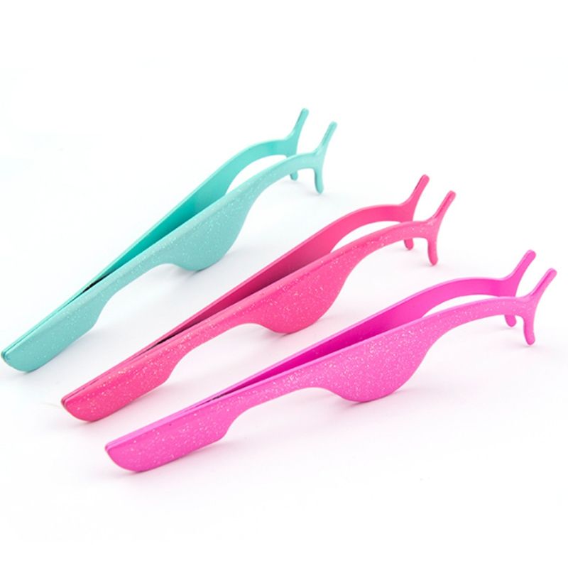 Multifunctional False Eyelashes Curler Tweezers Stainless Auxiliary Eyelash Curler Eye Lash Applicator Clip
