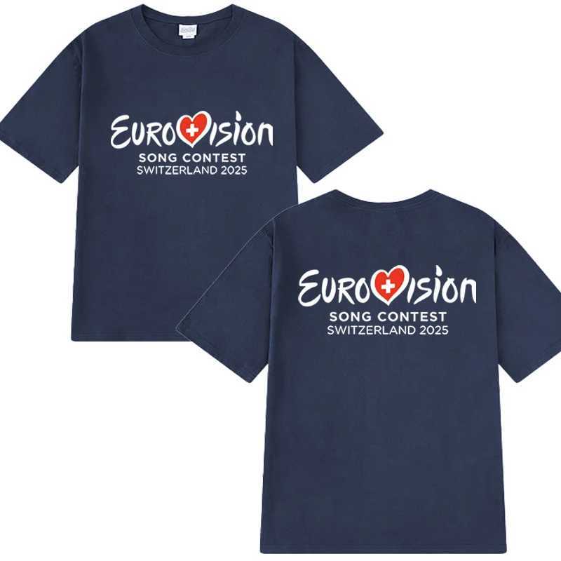 New in Eurovision 2025 T-shirt Eurovision Song printed T shirt Men Women Fashion Y2k short slve T-shirts Unisex Cotton Tops X250607
