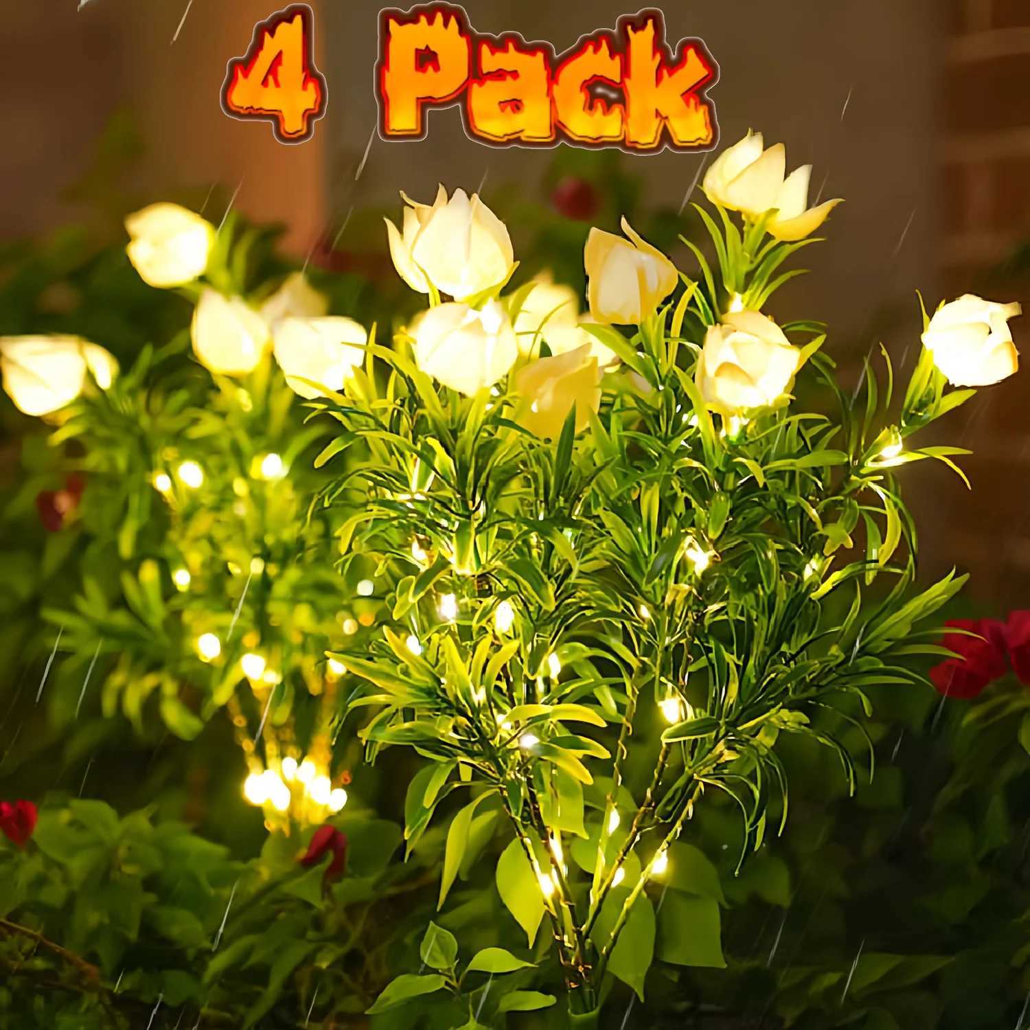 1/2/3/4pc 11-Flower Solar LED Gardenia Lights Outdoor Garden Decor Automatic Light Sensor for Patio Lawn Yard Solar Garden LightXJ250606