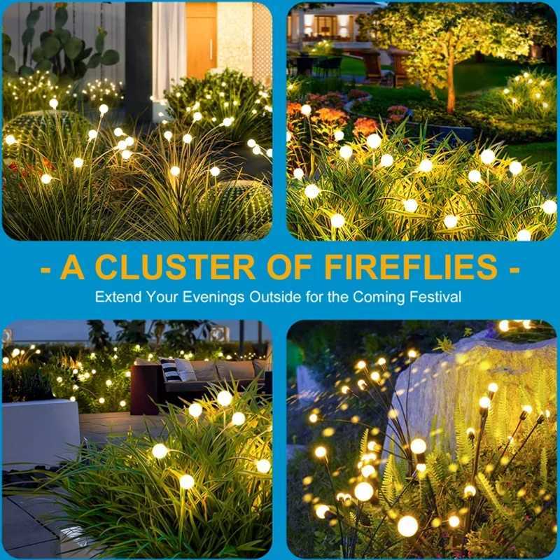 Solar Garden Lights Outdoor 6/8/10 LED Powered Firefly Lawn Lamps Landscape Firework Decoration Eco-Friendly Solar-Powered Light W250607