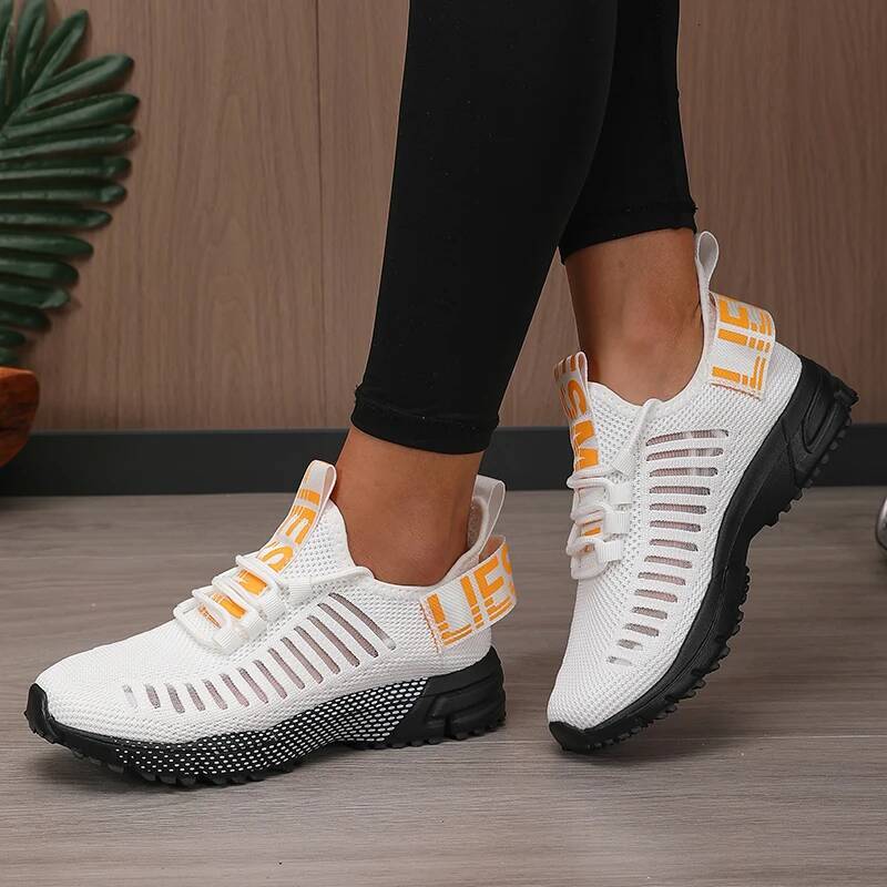 ddmyoutdoor Women Fashion Mesh Running Flat Bottomed Breathable Lightweight Shock Absorbing Sneakers Fiess Platform Casual Training Shoes Outdoor Outd