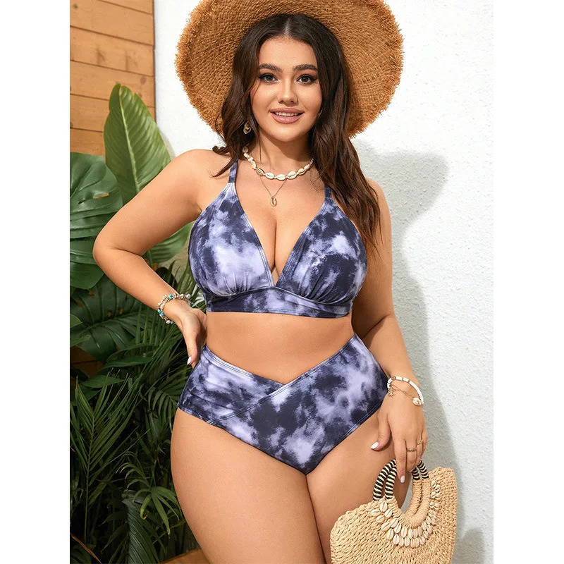 Blunt Style Plus Size Split Swimsuit for Women Sexy Bikini Tight Fit Gathered High Waisted Beach Y2k 250603