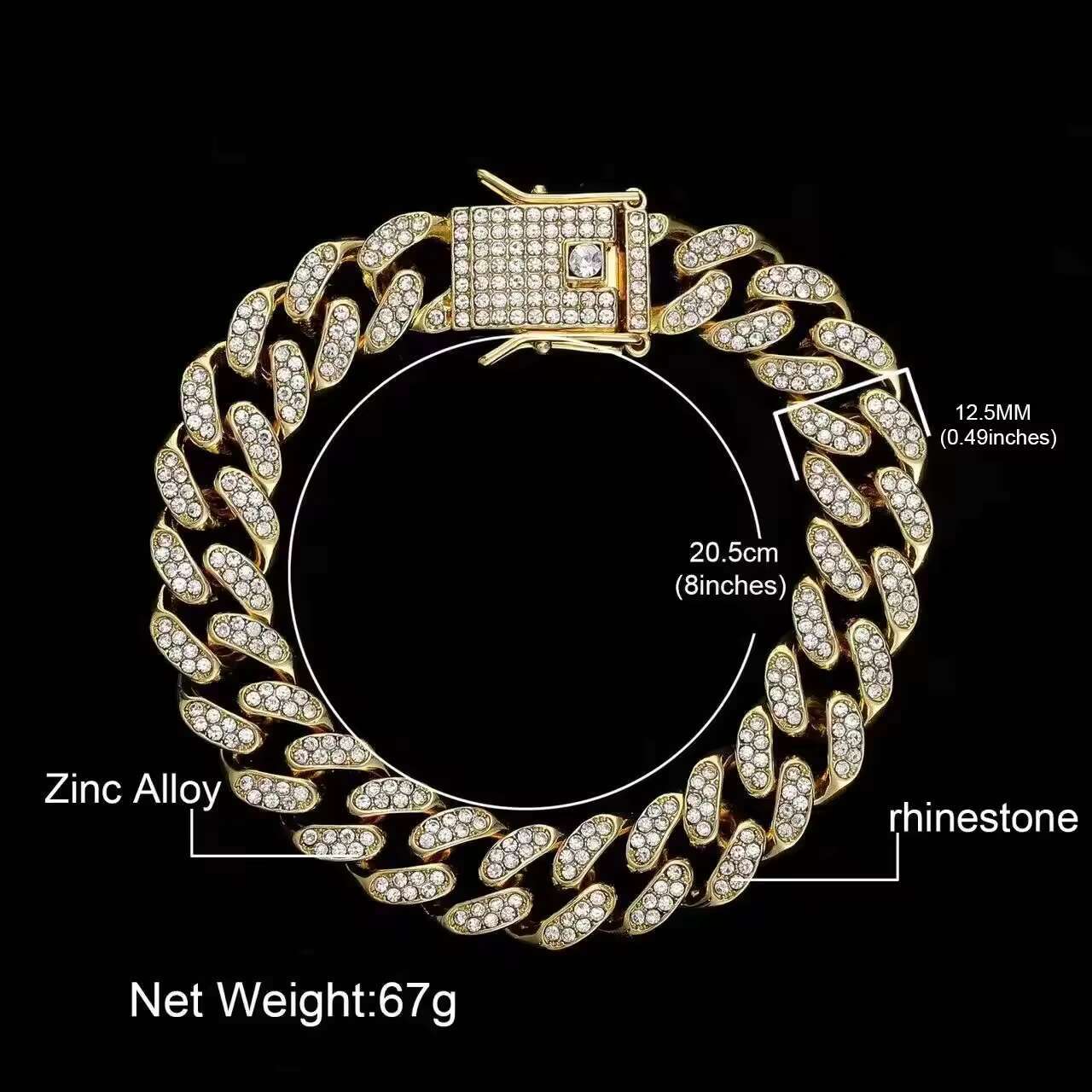 Fashion Hiphop Popular Cross Pendant Cuban Chain Big Pendant Necklace Bracelet Set