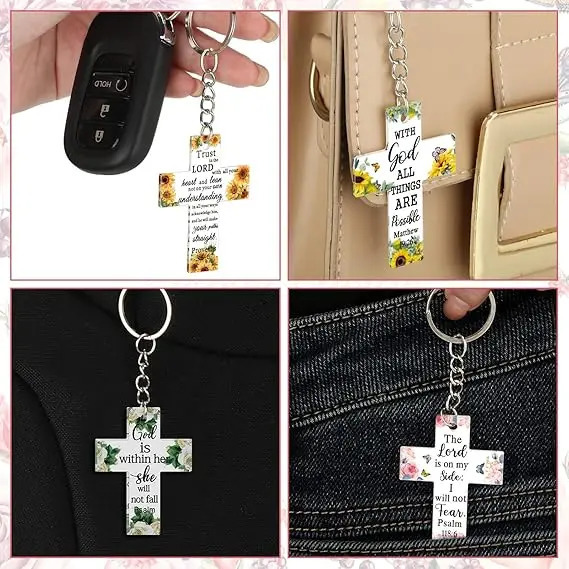 Bulk acrylic Christian keychains Bible verse inspirational gifts for moms 250606