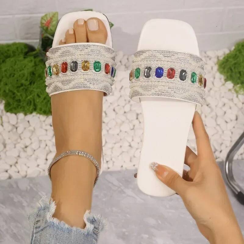 Ddmyoutdoor Women Flat Shiny Beach Sier Sandals Outdoor Slippers Designer Lightweight Slides Plus Size Shoes outdoor shoes