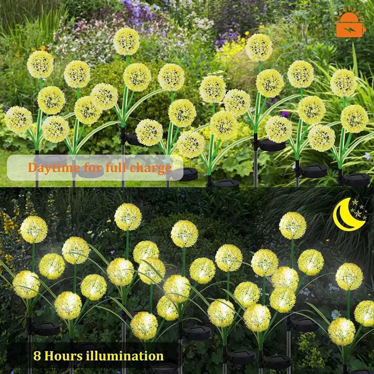 Solar Outdoor Lawn Light Dandelion Courtyard Landscape Decoration Path Light Outdoor Waterproof Sunlight Powered XJ250606