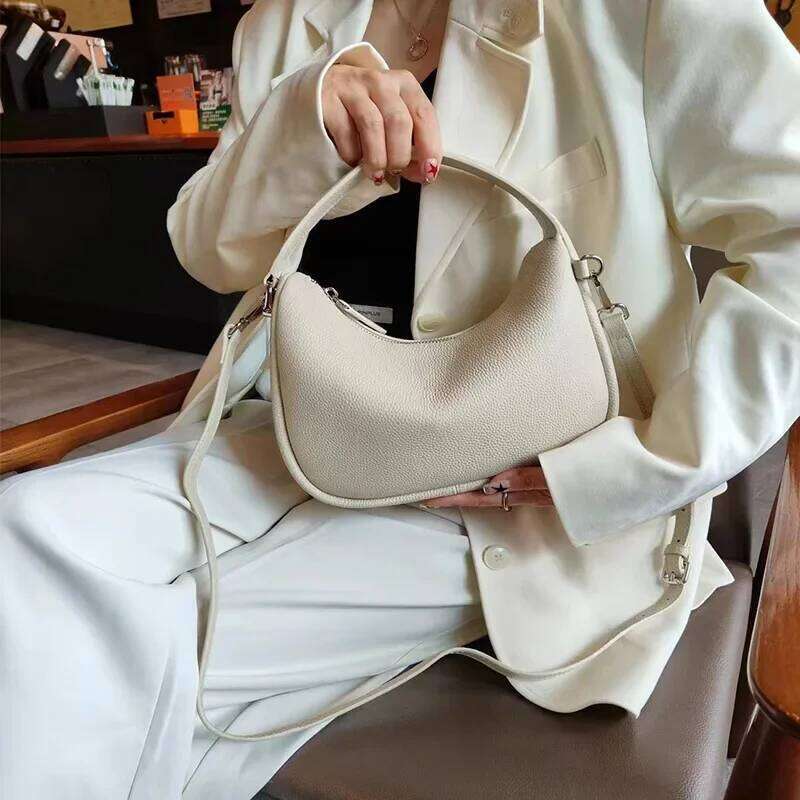 Genuine Leather Women's With Top Layer Of Cowhide A Hand-Held Crescent Exquisite One Shoulder Crossbody Underarm Bag 250608