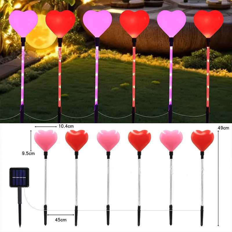 6pcs Solar-Powered Red Heart Lawn Lights Waterproof Outdoor Pathway Decor for Garden Wedding Decoration Valentines Day 1012 W250607