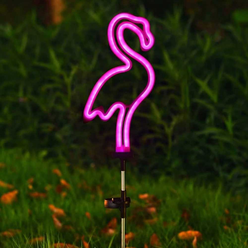 1/2/4 Pack Solar Neon Light Outdoor Flamingo Garden Lawn Decorations Solar Lights Outdoor Waterproof LED for Yard Garden PathXJ250606