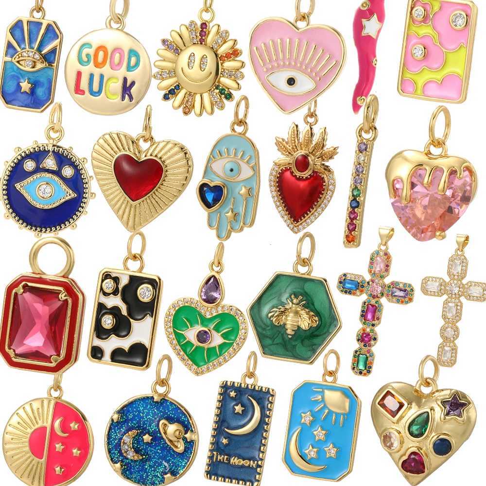 Cute Heart Evil Blue Eye Charms for Jewelry Making Gold Color Moon Star Charms DIY Necklace Earrings Bracelet High Quality XJ250607