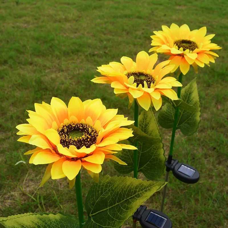 LED Solar Sunflower Outdoor Lawn Light IP65 Waterproof Pathway Yard Wedding Holiday Garden Decoration Solar Flowers Lamp W250607