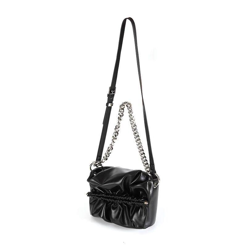 designer HyunA Style Korean Niche Design Personality Pleated Chain Shoulder Crossbody Bag High-Quality Cloud Bag for Women
