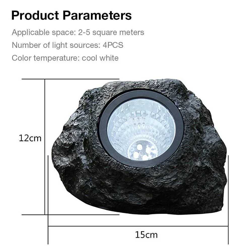 5W Solar Powered Light Simulation Stone Lights Spotlight Decoration Cold White IP65 Waterproof for Outdoor Garden Lawn Lamps XJ250606