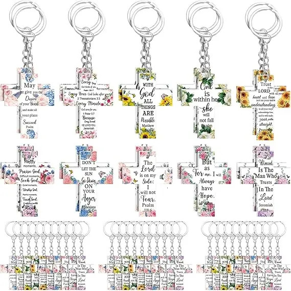 Bulk acrylic Christian keychains Bible verse inspirational gifts for moms 250606