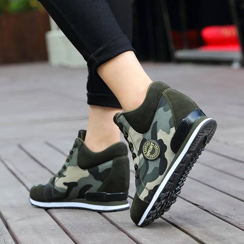 Ddmyoutdoor Ddmyoutdoor Spring High Top Wedge Platform Casual Hidden Heels Ladies Sneakers Camouflage Women Shoes Basket Femme Outdoor Outdoor Shoes