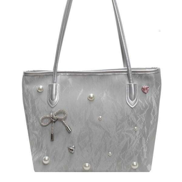 Large Capacity Tote 2025 Summer New Rivet Bowknot Underarm Textured Shoulder Bag for Women