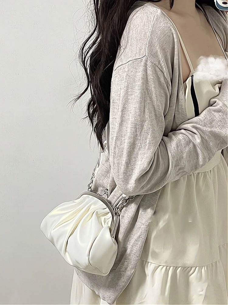 designer 2025 Summer New Cute Girl Pleated Clip Bag Niche High-end Chain Bag Handbag Crossbody Bag Dumpling Bag