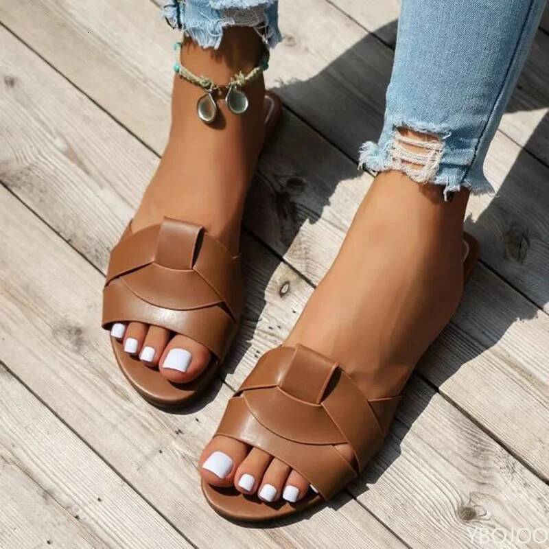 Ddmyoutdoor Designer Traf Woman Flat New Woven With Comfortable Casual Bottom Slippers Women S Shoes Beach outdoor shoes