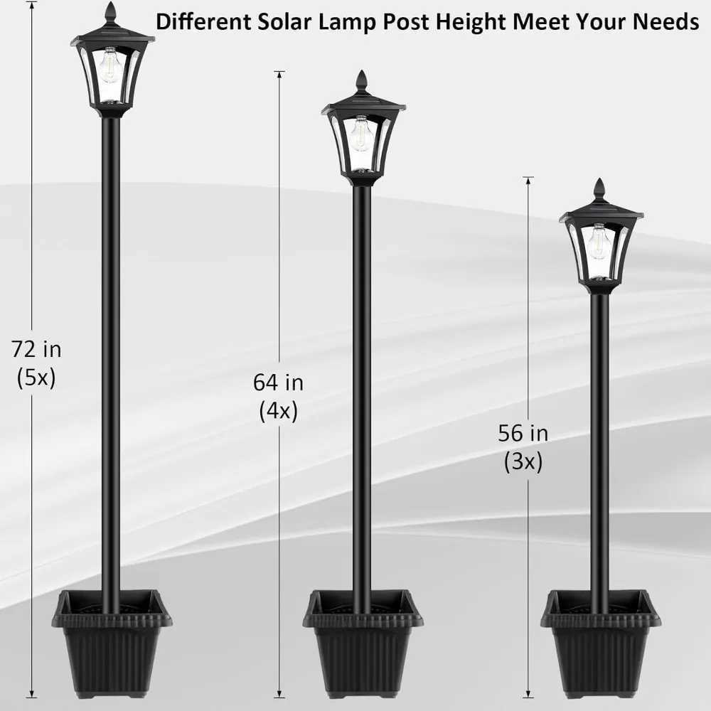 72 Solar Post Light with Planter - Waterproof Outdoor Garden Lights for Pathway Patio Lawn Driveway Decor W250607