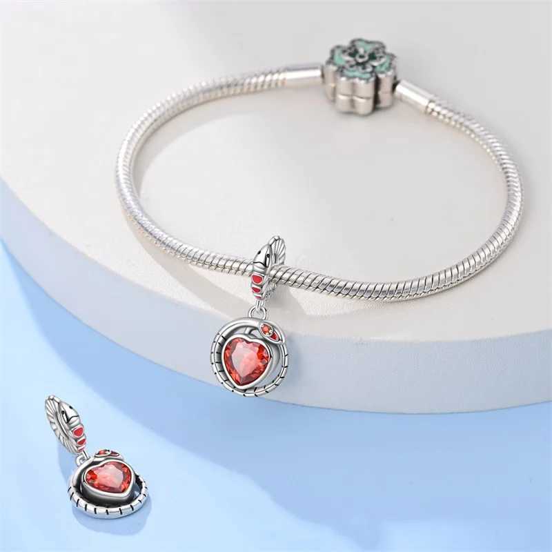 925 Sterling Silver Fashion Fire Snake Red Heart Rose Skull Charms Beads For Brand Original Bracelet DIY Fine Jewelry GiftXJ250607