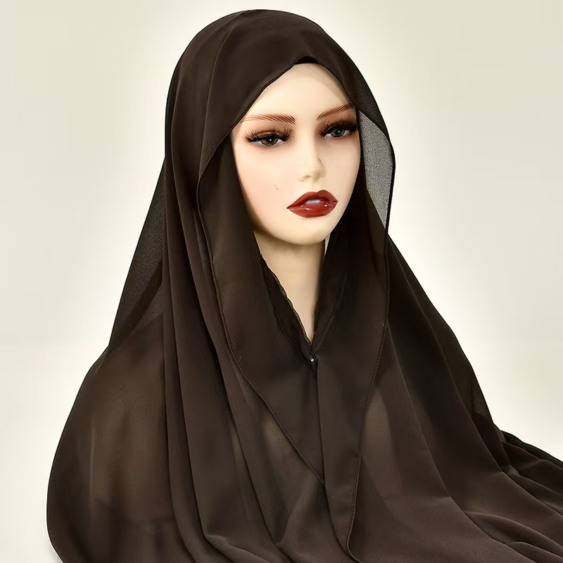 T909 new lazy chiffon convenient headscarf magnet buckle fixed anti-drop solid color versatile scarf