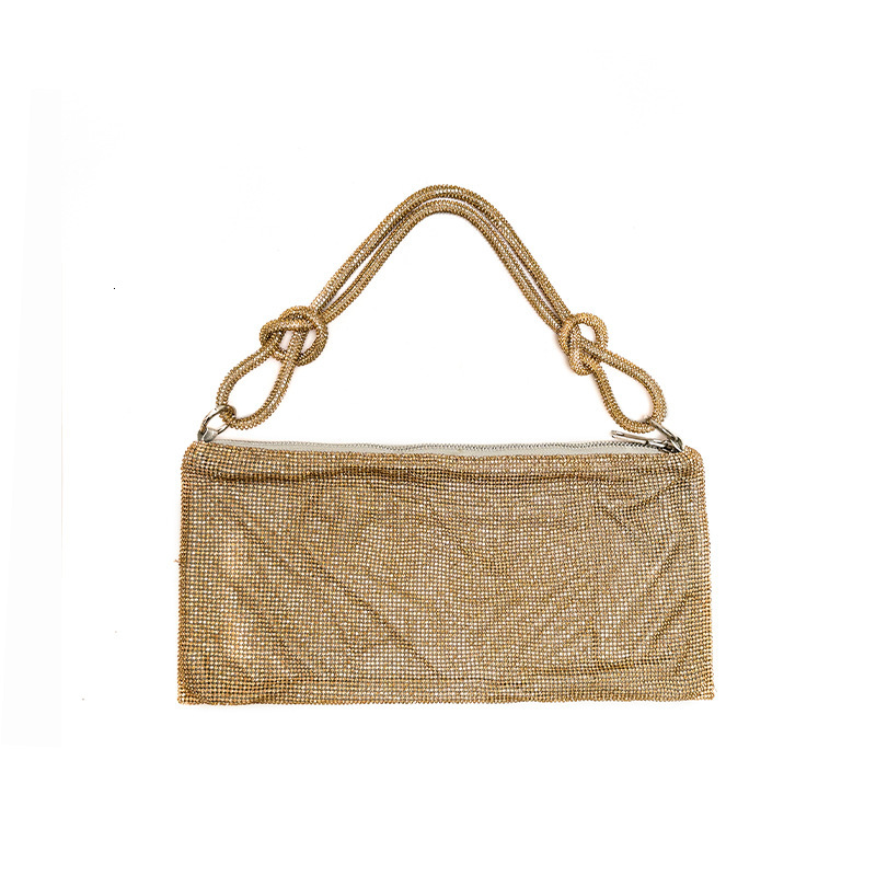 High Quality New Style New Shiny Bag Handmade Inlaid Diamond Bag Metal Sequins Full Diamond Rhinestone Bag Dumpling Bag Underarm Bag New Free Delivery