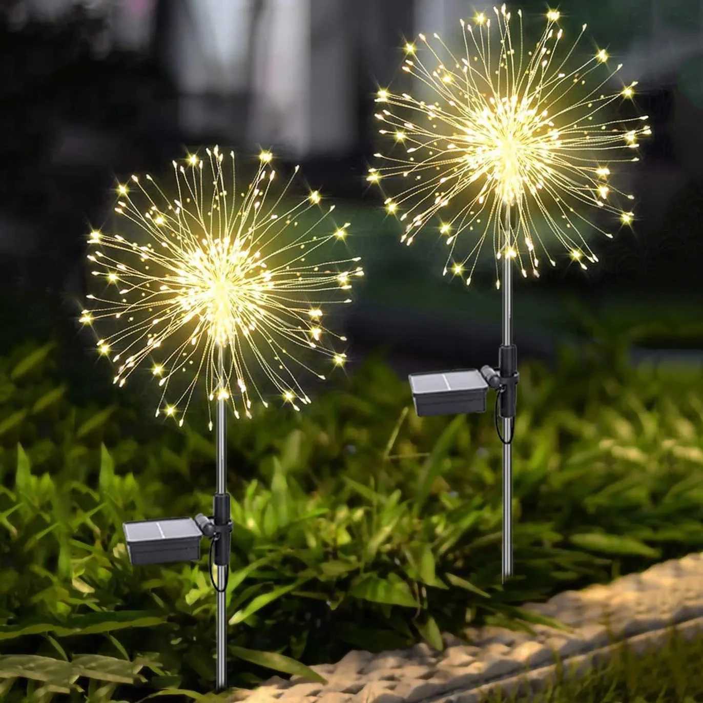 Solar Dandelion Fireworks Light Outdoor Waterproof Home Courtyard Garden Atmosphere Decoration Ground Insertion Lawn Light XJ250606