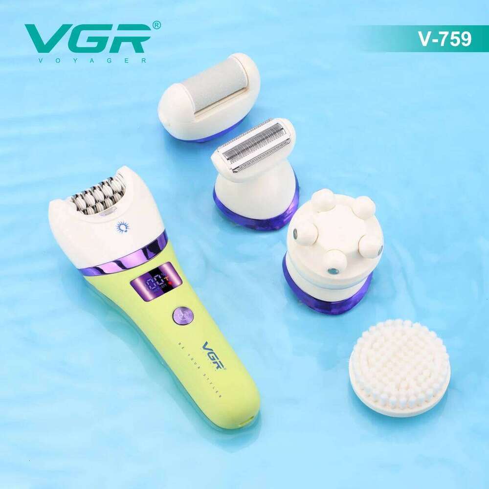 VGR Removal Professional Body Care 5In1 Ipx6 Waterproof Hair Trimmer LED Two Speeds Electric Razor For Women V-759